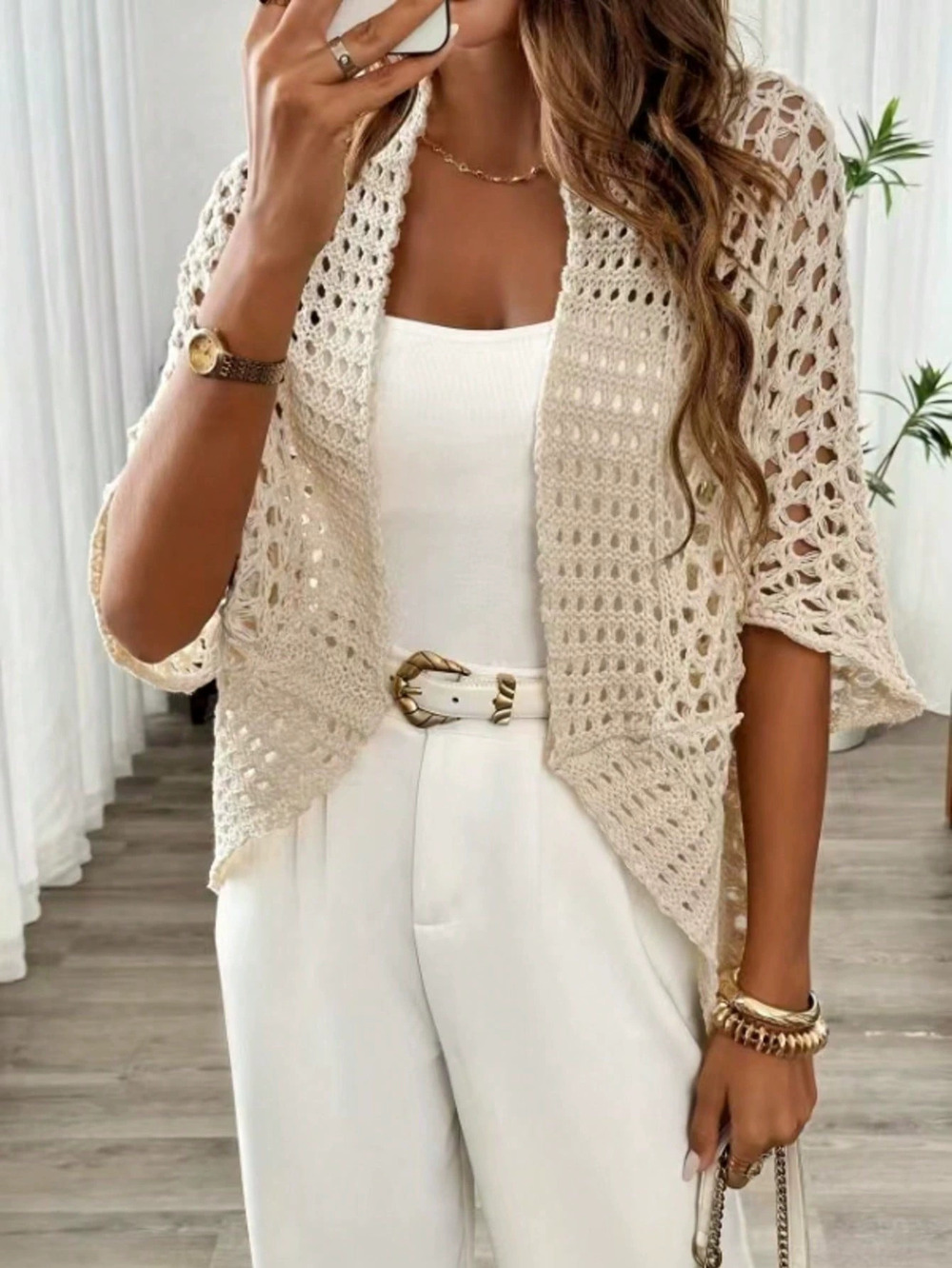 ZARA Batwing Sleeve Openwork Knit Cardigan Lightweight Chic Women Sweater Direct
